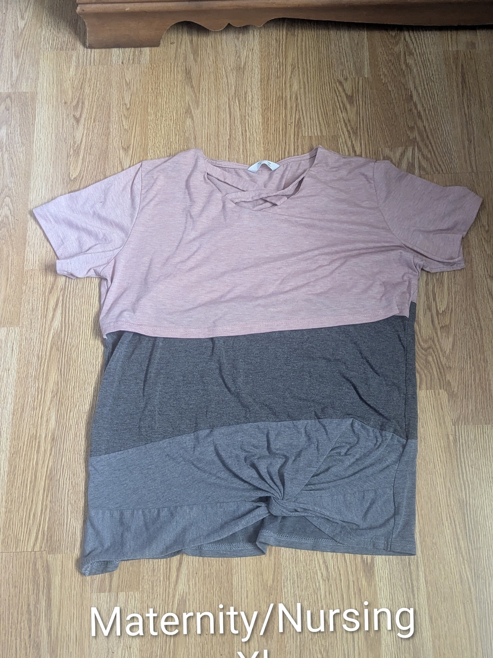 Women's Two-Tone Maternity/Nursing Top - Pink and Gray